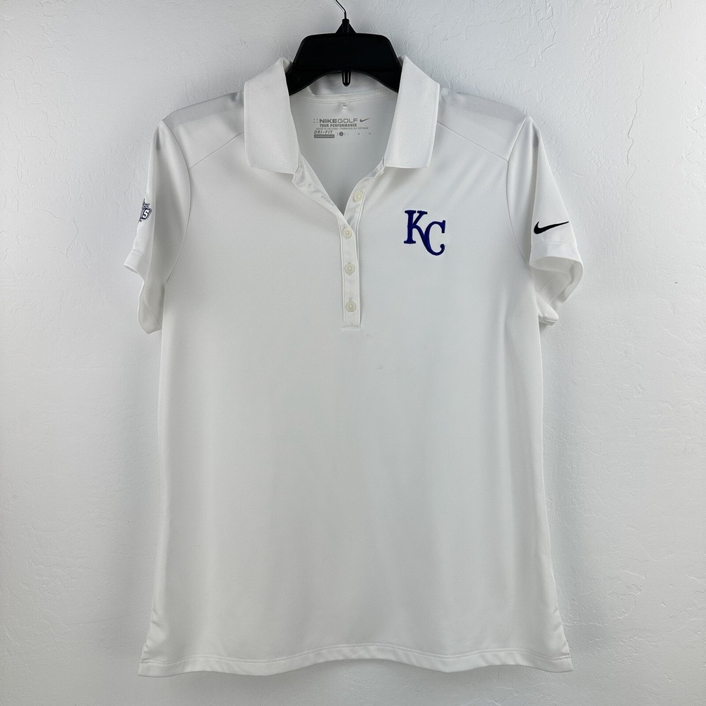Nike Golf‎ Kansas City Royals Polo Womens L Tour Performance World Series White